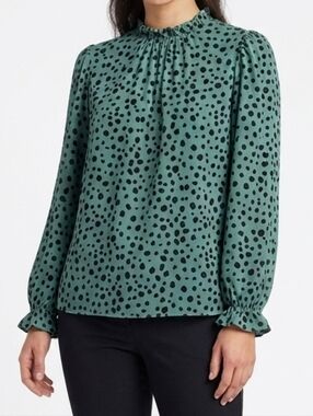 Green and Black Spotted Animal Print Women's Blouse